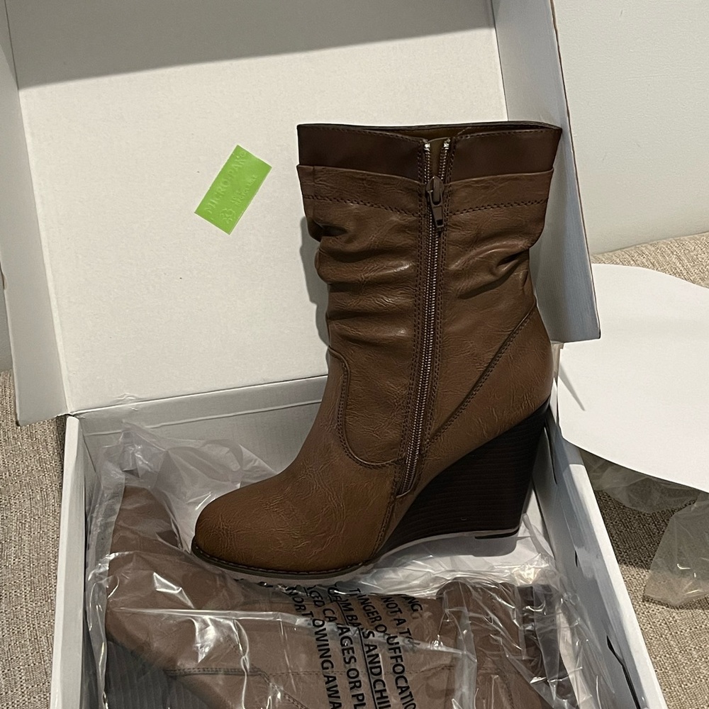 Olivia Miller wedge heel mid calf boot